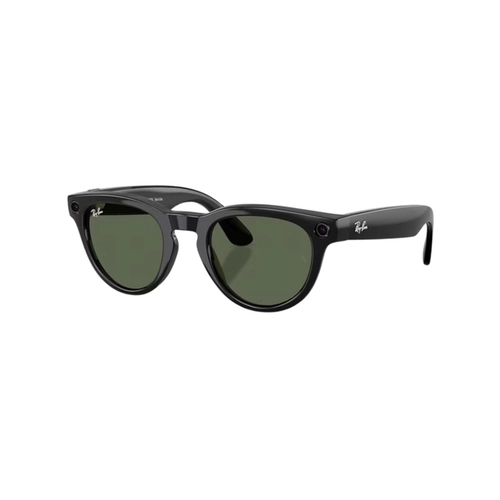 Óculos de Sol Ray-Ban Meta Headliner Low Bridge Fit 0RW4013F 601/7151 Acetato Preto Polido com lentes na cor Verde