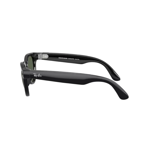Óculos de Sol Ray-Ban Meta Headliner Low Bridge Fit 0RW4013F 601/7151 Acetato Preto Polido com lentes na cor Verde
