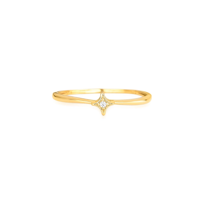 Anel For me Astra em prata 925 dourada estrela com Zircônias brancas 2