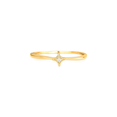 Anel For me Astra em prata 925 dourada estrela com Zircônias brancas