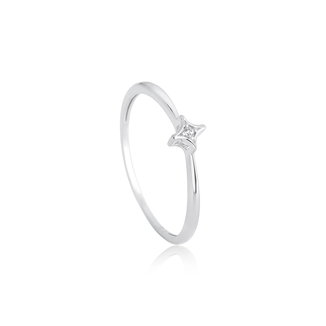 Anel For me Astra em prata 925 solitário estrela com Zircônias brancas 1