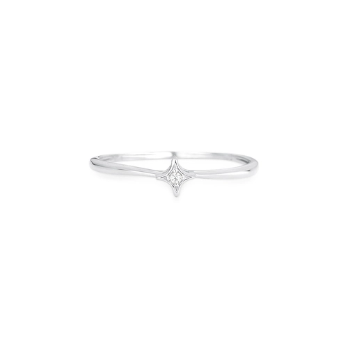 Anel For me Astra em prata 925 solitário estrela com Zircônias brancas
