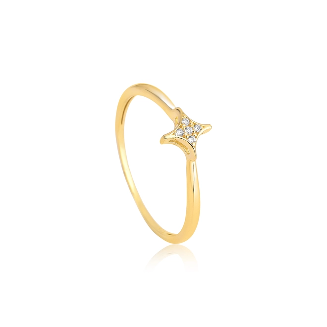 Anel For me Astra aro integrado com estrela em prata 925 dourada com Zircônias brancas 1