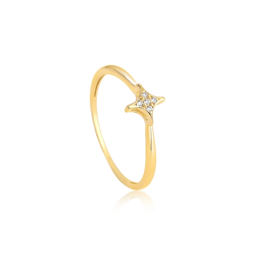 Anel For me Astra aro integrado com estrela em prata 925 dourada com Zircônias brancas
