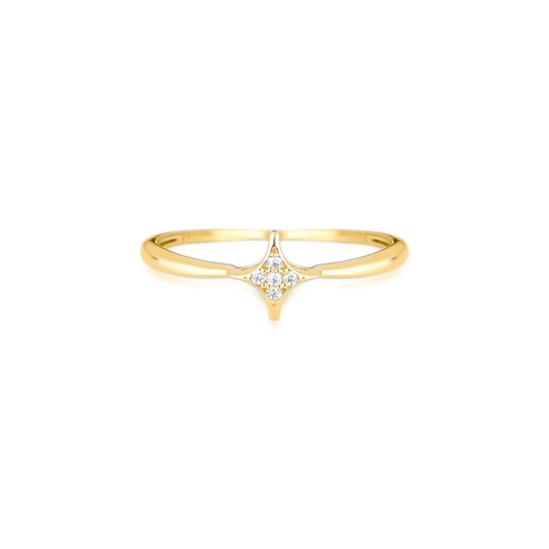 Anel For me Astra aro integrado com estrela em prata 925 dourada com Zircônias brancas