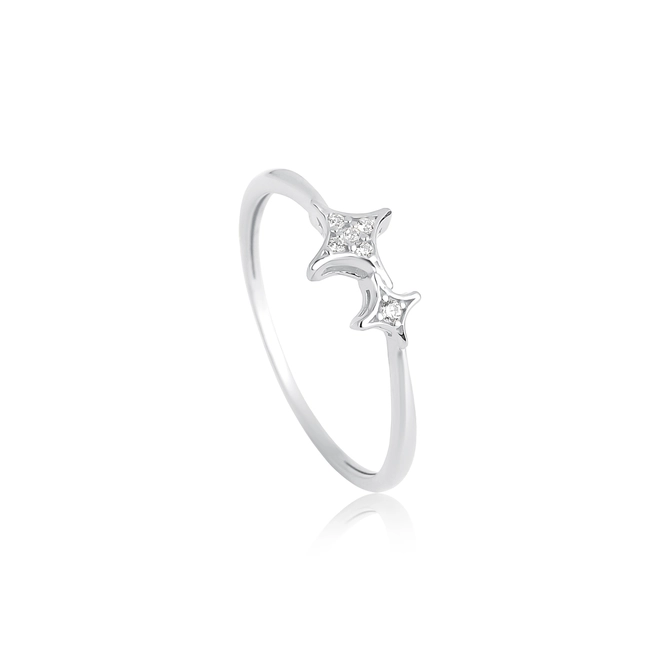 Anel For me Astra em prata 925 com 2 estrelas e Zircônias brancas 1