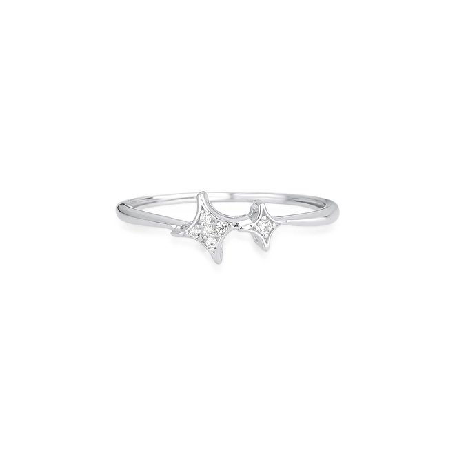 Anel For me Astra em prata 925 com 2 estrelas e Zircônias brancas 2