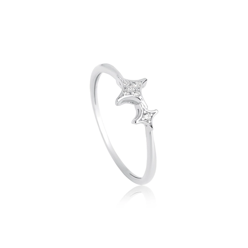 Anel For me Astra em prata 925 com 2 estrelas e Zircônias brancas