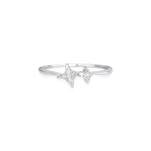 Anel For me Astra em prata 925 com 2 estrelas e Zircônias brancas