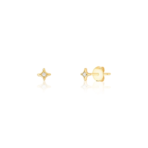 Brinco For me Astra Stud em prata 925 dourada estrela com Zircônia branca