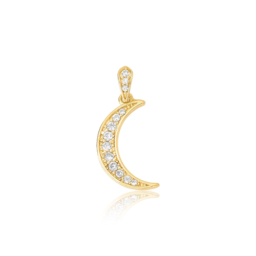 Pingente For me Astra em prata 925 dourada meia lua com Zircônias brancas