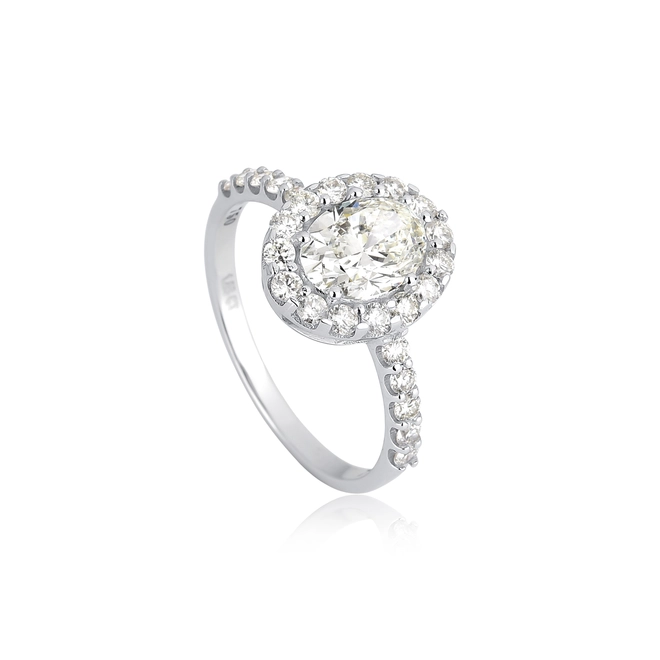 Anel Selection gema oval em ouro branco 18k aro integrado com Diamantes 1