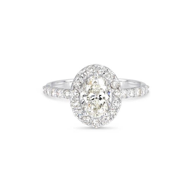 Anel Selection gema oval em ouro branco 18k aro integrado com Diamantes 2