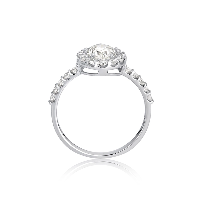 Anel Selection gema oval em ouro branco 18k aro integrado com Diamantes 3