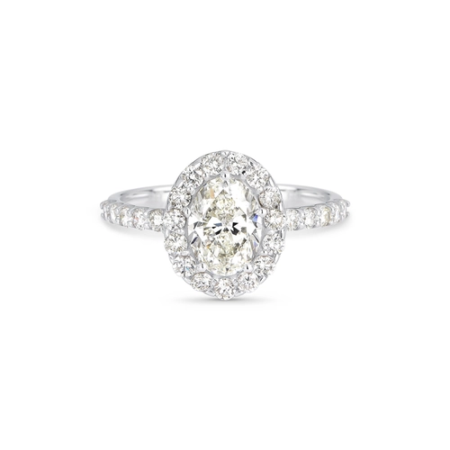 Anel Selection gema oval em ouro branco 18k aro integrado com Diamantes