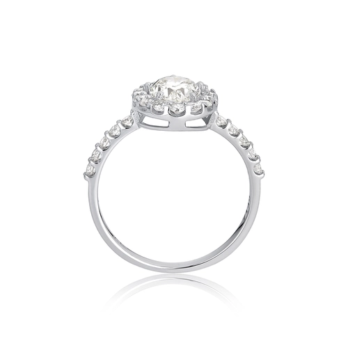 Anel Selection gema oval em ouro branco 18k aro integrado com Diamantes