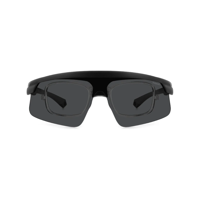 Óculos de Grau Polaroid com Clip-On PLD 7056/CI/S O6W 99M9 S Policarbonato Preto com lentes na cor Cinza Polarizado 2