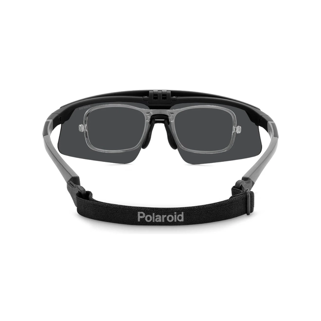 Óculos de Grau Polaroid com Clip-On PLD 7056/CI/S O6W 99M9 S Policarbonato Preto com lentes na cor Cinza Polarizado 3