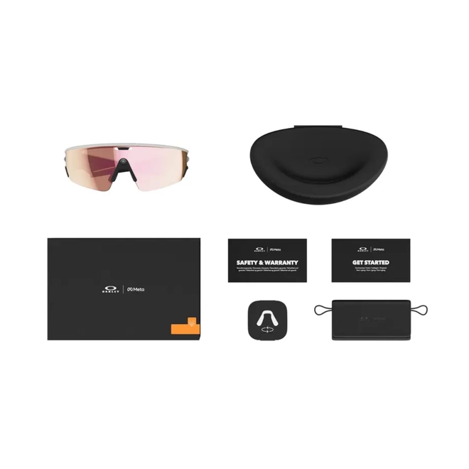 Óculos de Sol Oakley Meta Vanguard 0OW8001 80010852 Acetato Branco com lentes na cor Dourado e Rosa Prizm 5