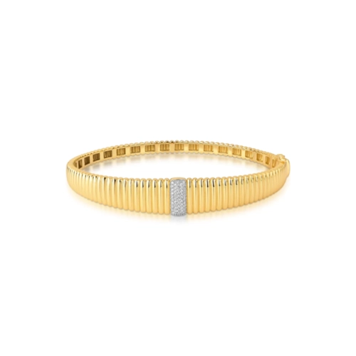 Pulseira Plissé Pavé bracelete em ouro 18k aro plissado pavê de 14pts de Diamantes com ródio