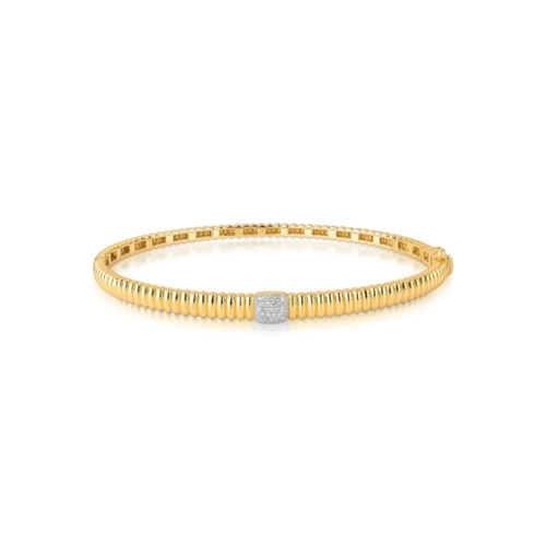 Pulseira Plissé Pavé bracelete em ouro 18k aro plissado pavê de 6pts de Diamantes com ródio