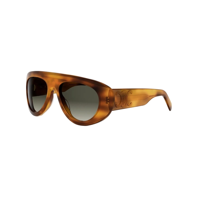 Óculos de Sol Celine Triomphe CL40340U_5753F Acetato Marrom Mesclado com lentes na cor Cinza Degradê 1