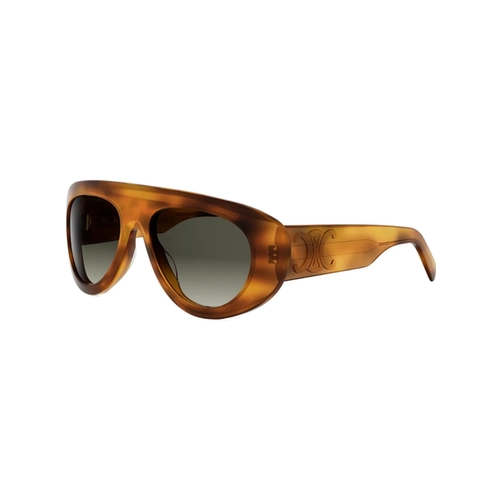 Óculos de Sol Celine Triomphe CL40340U_5753F Acetato Marrom Mesclado com lentes na cor Cinza Degradê