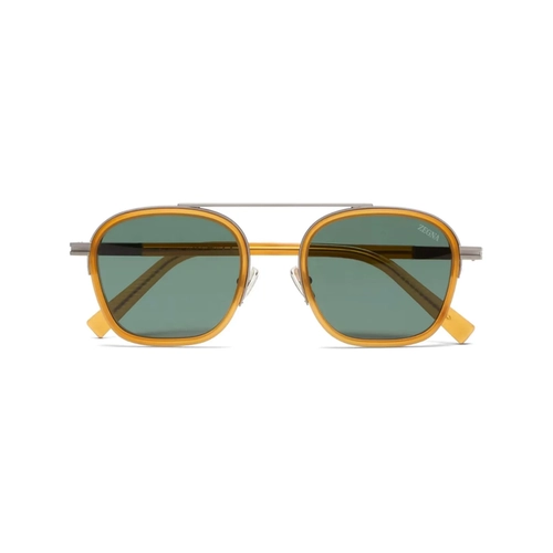 Óculos de Sol Ermenegildo Zegna EZ0231_5145N Acetato e Metal Amarelo com lentes na cor Verde