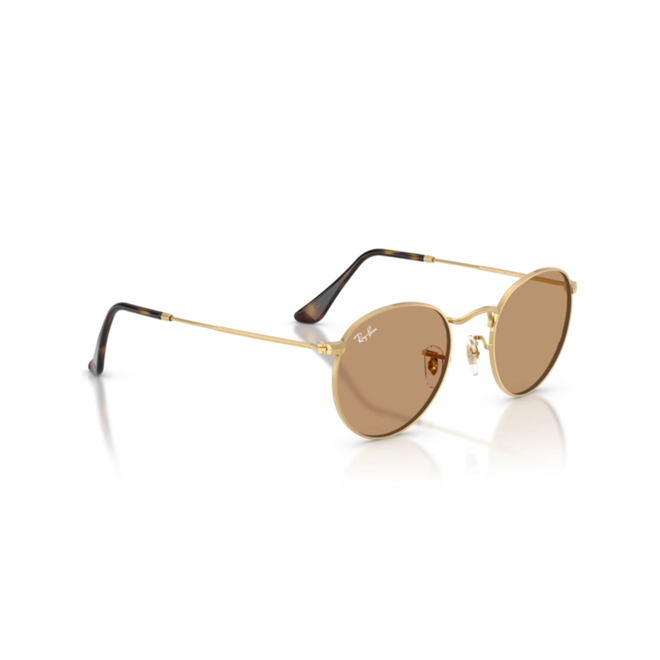 Óculos de Sol Ray-Ban Round Metal 0RB3447 001/5353 Metal Dourado com lentes na cor Marrom 3