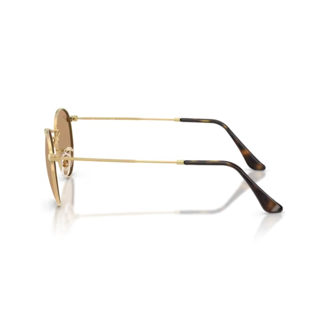 Óculos de Sol Ray-Ban Round Metal 0RB3447 001/5353 Metal Dourado com lentes na cor Marrom 4