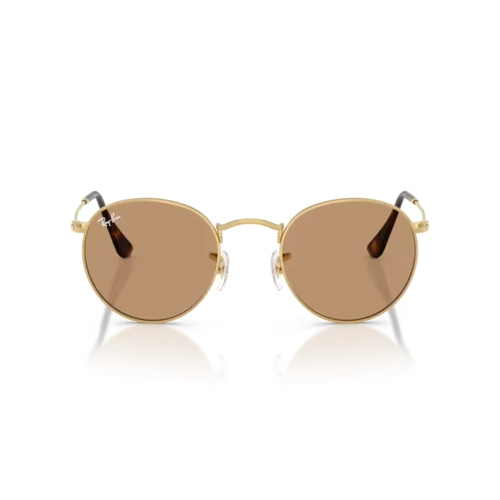 Óculos de Sol Ray-Ban Round Metal 0RB3447 001/5353 Metal Dourado com lentes na cor Marrom