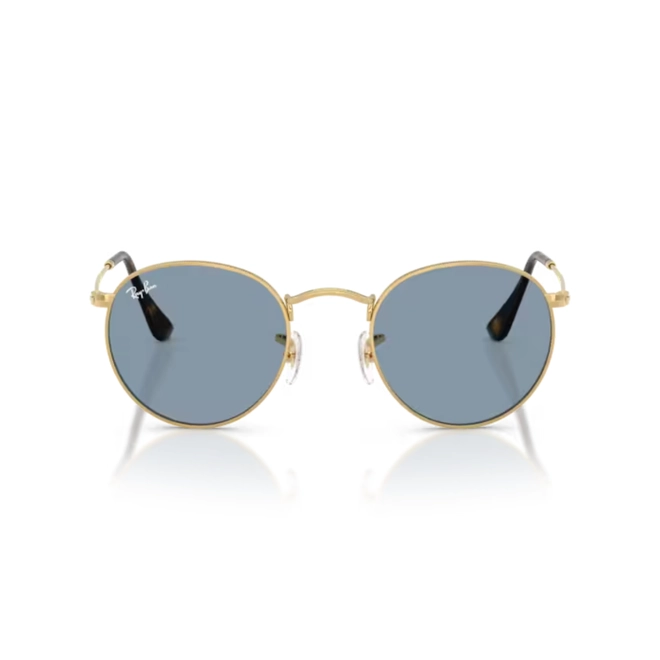 Óculos de Sol Ray-Ban Round Metal 0RB3447 92195650 Metal Dourado com lentes na cor Azul 2