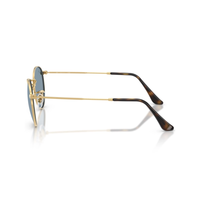 Óculos de Sol Ray-Ban Round Metal 0RB3447 92195650 Metal Dourado com lentes na cor Azul 4