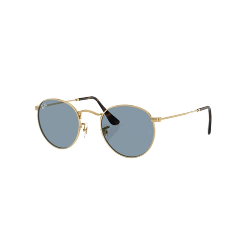 Óculos de Sol Ray-Ban Round Metal 0RB3447 92195650 Metal Dourado com lentes na cor Azul