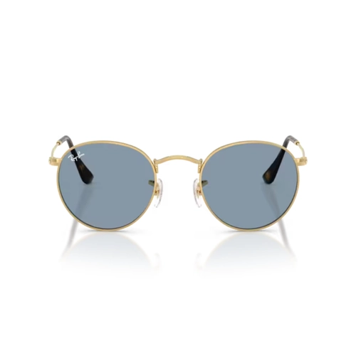 Óculos de Sol Ray-Ban Round Metal 0RB3447 92195650 Metal Dourado com lentes na cor Azul