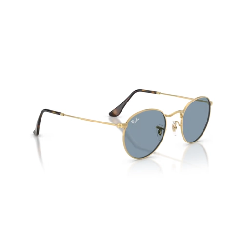Óculos de Sol Ray-Ban Round Metal 0RB3447 92195650 Metal Dourado com lentes na cor Azul