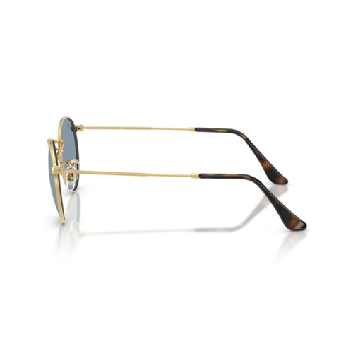 Óculos de Sol Ray-Ban Round Metal 0RB3447 92195650 Metal Dourado com lentes na cor Azul