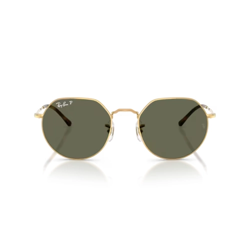 Óculos de Sol Ray-Ban Jack 0RB3565 001/5853 Metal Dourado com lentes na cor Verde Polarizado