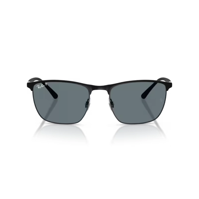 Óculos de Sol Ray-Ban 0RB3686 186/3R57 Aço Preto com lentes na cor Azul Polarizado 2