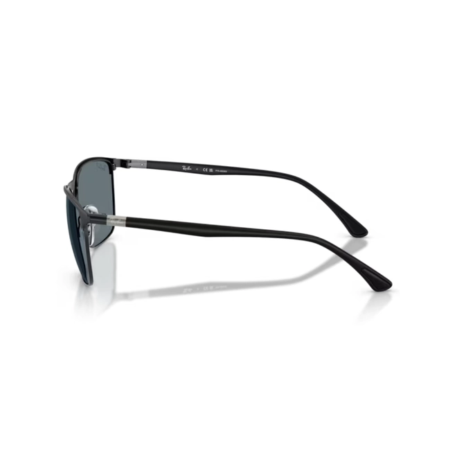Óculos de Sol Ray-Ban 0RB3686 186/3R57 Aço Preto com lentes na cor Azul Polarizado 4