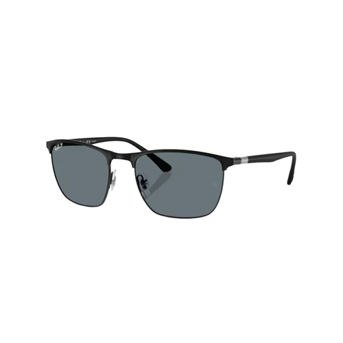 Óculos de Sol Ray-Ban 0RB3686 186/3R57 Aço Preto com lentes na cor Azul Polarizado
