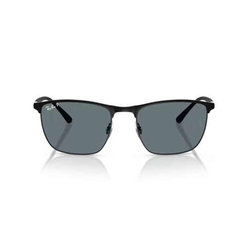 Óculos de Sol Ray-Ban 0RB3686 186/3R57 Aço Preto com lentes na cor Azul Polarizado