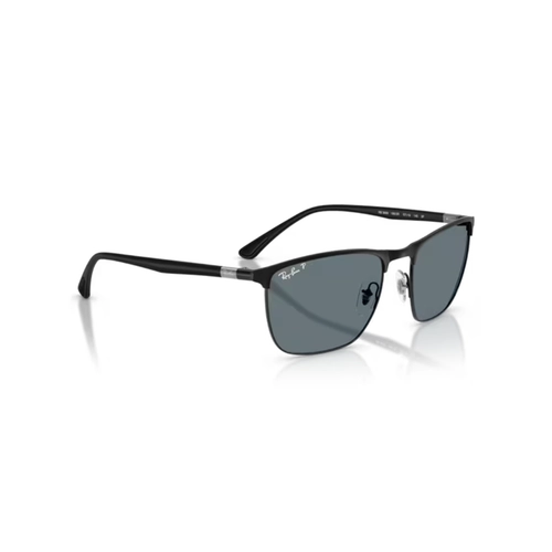 Óculos de Sol Ray-Ban 0RB3686 186/3R57 Aço Preto com lentes na cor Azul Polarizado