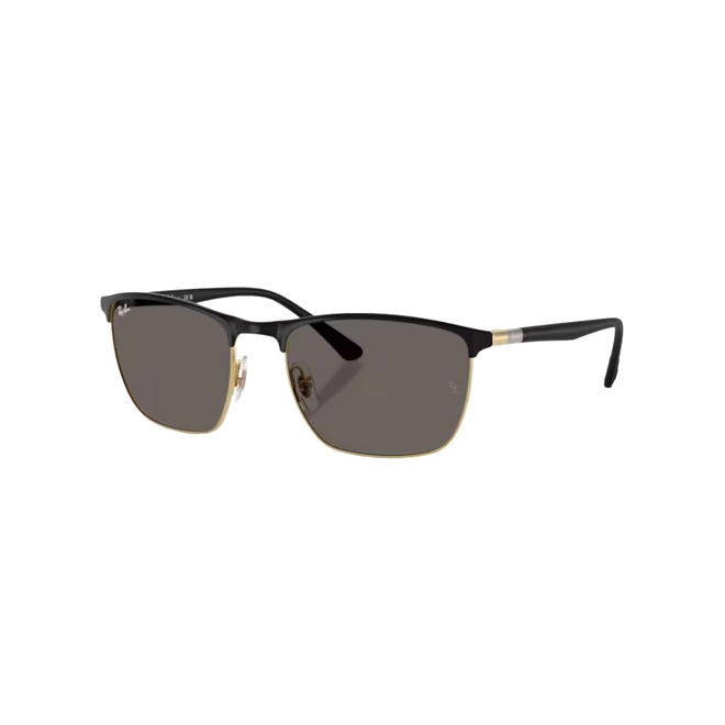 Óculos de Sol Ray-Ban 0RB3686 187/B157 Aço Preto e Dourado com lentes na cor Cinza Escuro 1