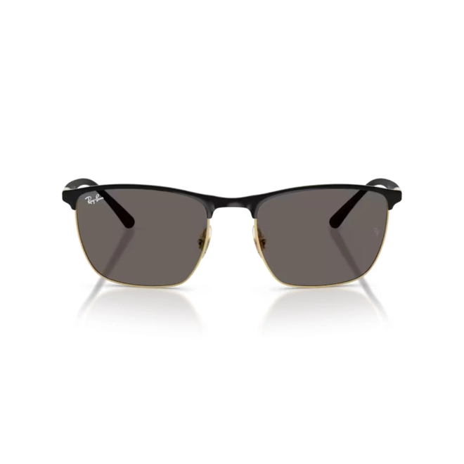 Óculos de Sol Ray-Ban 0RB3686 187/B157 Aço Preto e Dourado com lentes na cor Cinza Escuro 2