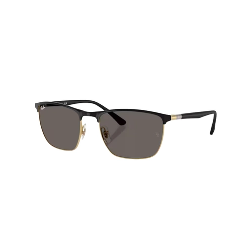 Óculos de Sol Ray-Ban 0RB3686 187/B157 Aço Preto e Dourado com lentes na cor Cinza Escuro