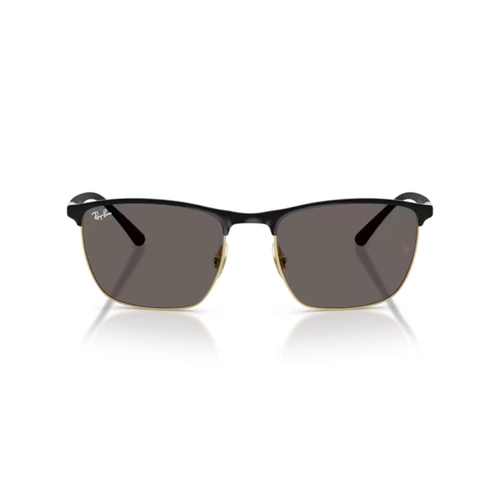 Óculos de Sol Ray-Ban 0RB3686 187/B157 Aço Preto e Dourado com lentes na cor Cinza Escuro