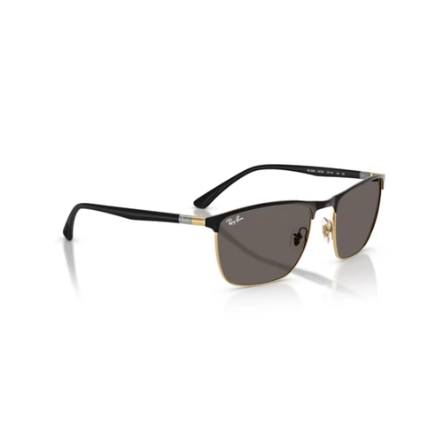 Óculos de Sol Ray-Ban 0RB3686 187/B157 Aço Preto e Dourado com lentes na cor Cinza Escuro