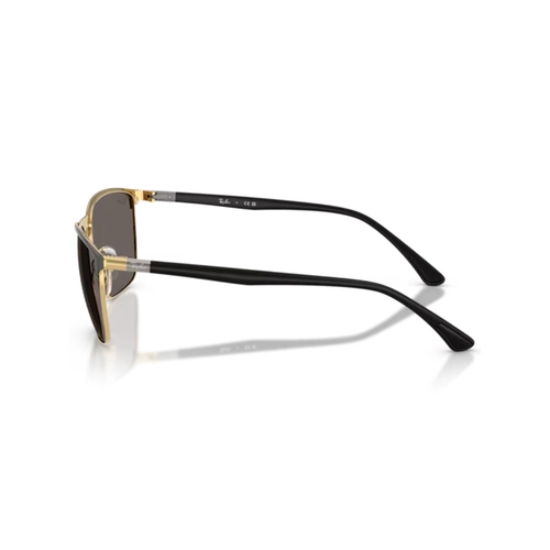 Óculos de Sol Ray-Ban 0RB3686 187/B157 Aço Preto e Dourado com lentes na cor Cinza Escuro
