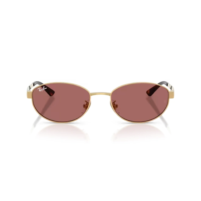 Óculos de Sol Ray-Ban 0RB3774D 001/6955 Metal Dourado com lentes na cor Violeta 2